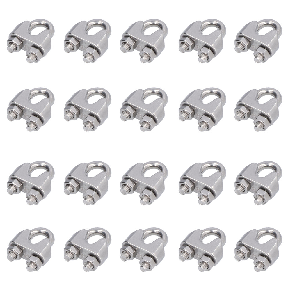 20Pcs Stainless Steel Wire Rope Clamp M3 3mm Hardware Rigging Fasteners