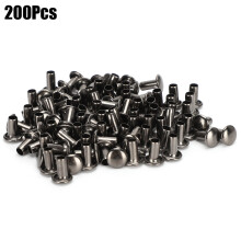 Hollow Rivets for DIY Leather Craft, Chicago Screws 8 x 8mm Flat Round Cap Iron Fastening Studs, Assorted Screw Rivets for Boxes Bags Fastener and