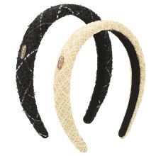 Chique, effen stoffen, gewatteerde haarband met strass-steentjes en parels voor een verfijnd design, modieuze haarband voor dames, antislip voor