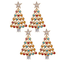 Orecchini giocosi e di personalità, orecchini pendenti per le feste con stelle scintillanti di strass e decorazioni a forma di albero di Natale con