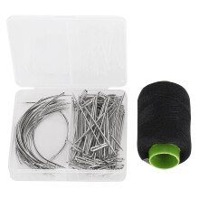 Kit de costura para extensões de cabelo com agulhas curvas e linhas resistentes, ideal para confecção de perucas, reparos em couro e artesanato.