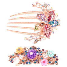 Tocado nupcial vintage, elegante accesorio para mujeres y niñas, peinetas florales con diamantes de imitación con construcción de aleación