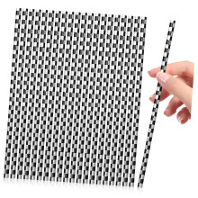 Checkered Paper Straws 100pcs Racing Car Theme Party Supplies Disposable Drinking Straws For Events