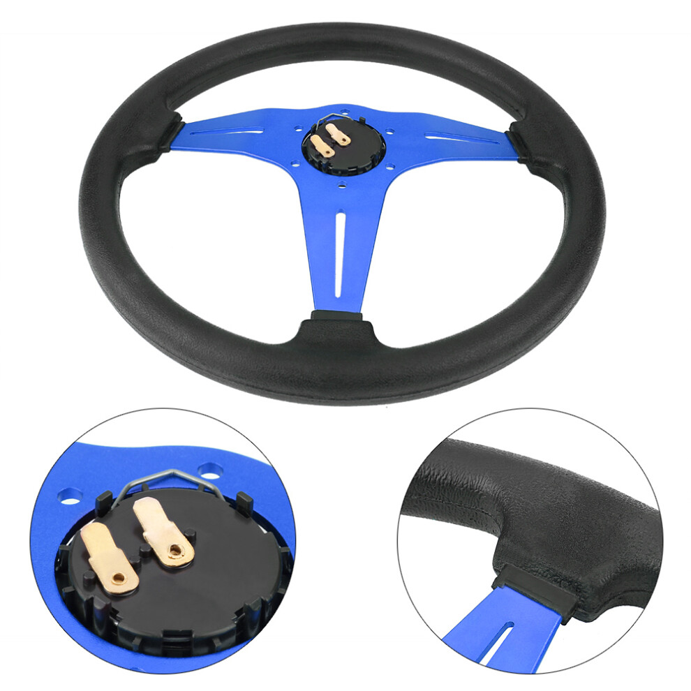 Universal 350Mm 14In Aluminum Pu Leather Racing Steering Wheel Blue 9381382810342