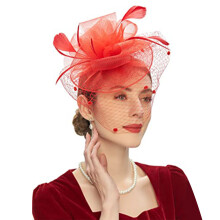 Stijlvolle Kentucky Derby-hoed/fascinator voor dames, glamoureus en elegant, charmant met een bloemenmotief en een sluier van mesh, comfortabel en