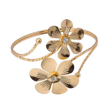 Pulseira feminina para a parte superior do braço, com design de flor e material hipoalergênico, pulseira minimalista ajustável com design de