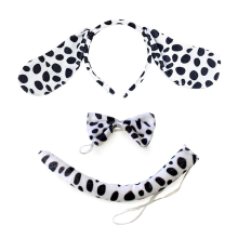 Pluche oren en staart set, grappig dalmatiërkostuum met buigbare pluizige staart, cosplay accessoires voor kinderen en volwassenen, zacht polyester