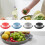 Microwave Splatter Cover Foldable Vented Lid with Vegetable Steamer Basket for Kitchen Blue 3