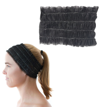 Sunless Spray Tanning Cap, Salon Spa Food Prep, Non-Woven Breathable Fabric, Elastic Secure Fit, Soft Lightweight, Ruffled Style Headbands, 100 Count