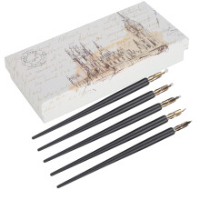 Kalligrafie-Set mit Holzfederhalter, handgefertigtes Naturprodukt, luxuriöses Geschenkset mit verschiedenen Federn zum künstlerischen Schreiben und