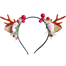 Fascia per capelli con renne e fiori, cerchietto da festival per donne e ragazze, vestibilità universale grazie all'eccellente elasticità, fibra di