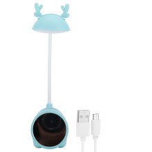 USB Rechargeable Animal Design LED Desk Lamp Eye-Care Soft Light Cute Elk Folding Portable Table Light Adjustable Gooseneck Reading Light for Kids Bed