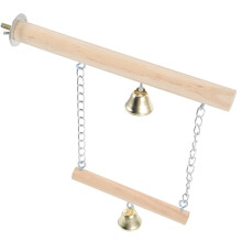 Parrot Swing Wooden Bird Perch Stand with Bells for Cage Play Climbing Chewing Stress Relief