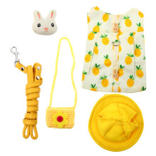 Rabbit Harness and Leash Set with Adjustable Fit, Cartoon Bunny Costume and Warm Hat for Pets