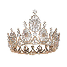 Tiara Reginei, elegantă, placată cu aur, din aliaj, cu pietre de cristal, decorațiuni de păr pentru bal, ziua de naștere și nunta, coroane