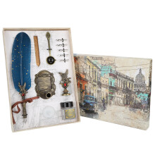 Set cadou pentru scriere antică, stilou cu pene și cerneală cu penițe de schimb, stilou retro pentru sculptură, design de depozitare a cernelii,
