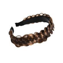 Justerbart flätat pannband för kvinnors frisyrer, Syntetiskt hår med värmebeständiga fibrer, Chunky elegant accessoar