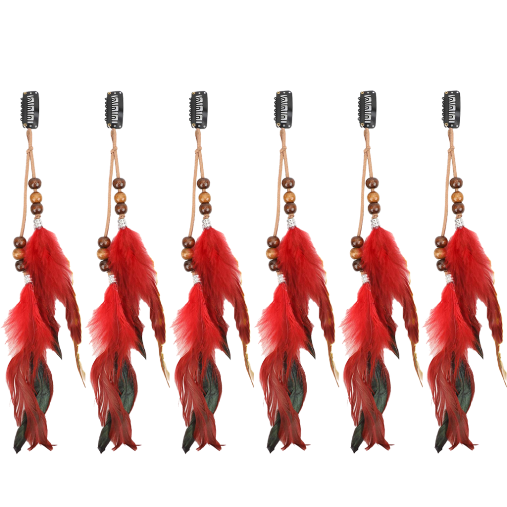Carnival Party Accessories, Feather Hair Clips Boho Hair Extensions for Exquisite Gift and Easy to Use Combs, 6PCS