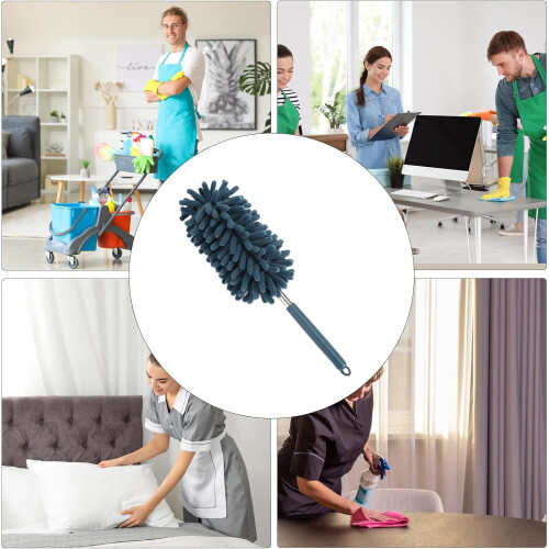 Car Cleaning Duster Microfiber Brush for Dashboard Vents Console Static Washable Malachite Blue 2