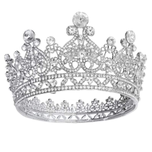 Tiara de nuntă prințesă mireasă, decorațiuni pentru accesorii de păr pentru cosplay de Halloween, stras din aliaj dur cu suprafață netedă