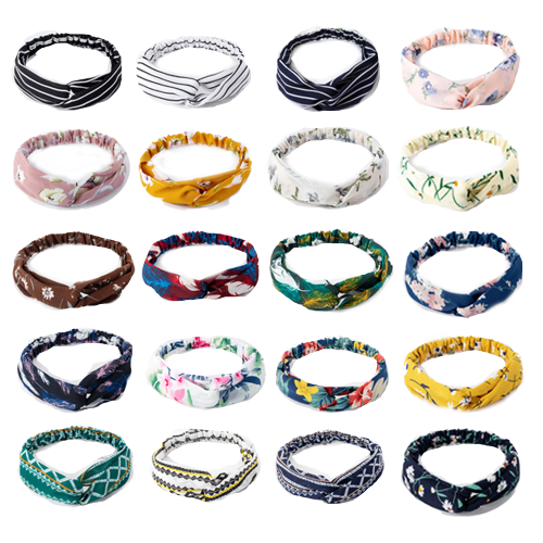 Faixas de cabelo boho estilosas para mulheres, acessórios de cabelo macios e elásticos em chiffon, cetim e linho, com design absorvente e