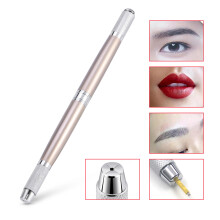 Doppelkopf-Augenbrauen-Tattoo-Mikroblading-Stift, Edelstahl, Silber