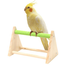 Bird Perch Wooden Triangle Parrot Stand with Wide Base Natural Branch Texture for Indoor Outdoor Use