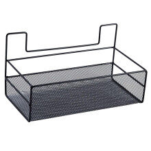 No Drilling Black Wire Basket Wall Storage Organizer Over Toilet Large Capacity Space Saving Easy Install