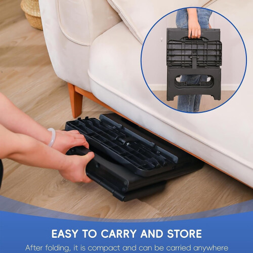 Folding Step Stool for Adults, NonSlip Bedside Stool, 2Step Lightweight Kitchen Ladder, Bathroom and Library Use 1