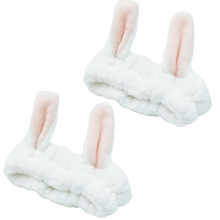Haarband met konijnenoortjes, pluche elastische haarband voor vrouwen en meisjes, superzacht en aanpasbaar voor gezichtsbehandelingen, make-upsessies
