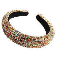 Feestelijke hoofdband met juwelen, elegant en comfortabel ontwerp, fluwelen haarband met kristallen voor dames, gewatteerd accessoire met