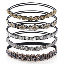 Gabhálais Gruaige Coirníní Criostail Lámhdhéanta Galánta, Bandaí Ceann Leaisteacha Rhinestone do Mhná & Cailíní, Dearadh Leaisteach Ábhar