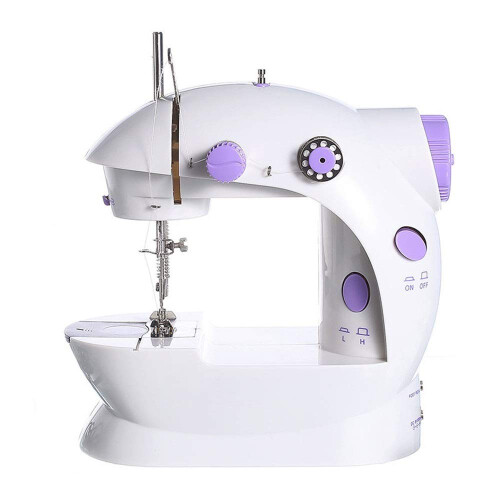 Mini Electric Sewing Machine with Light, Compact Size, Easy Operation for Beginners, Purple 21x19x9cm