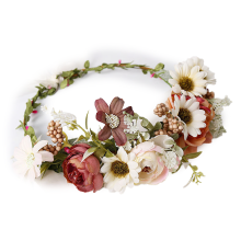 Fascia per capelli floreale da sposa fatta a mano, coroncina di fiori in stile boho anallergica per festival e feste