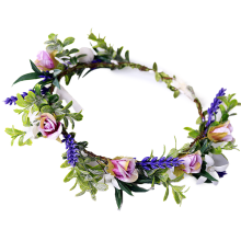 Upea morsiamen kukkapanta, elegantti muotoilu, polyesterimateriaali, täydellinen festivaaleille, hääjuhliin, säädettävä koko nauhalla