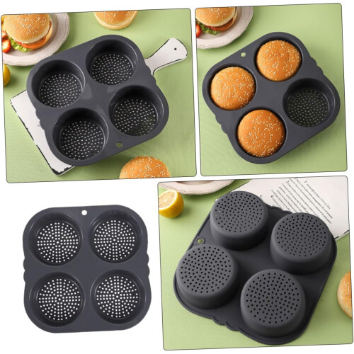 Silicone Hamburger Bun Mold NonStick Baking Pan for Even Heat Bread and Burger Making Ref: 6411 1