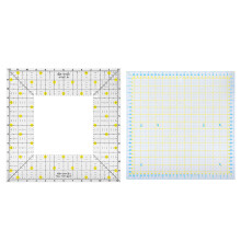 Quiltliniaalset geschikt voor rolmesjes met ophanggat, duurzame acrylconstructie en dubbele hoekmeetlijnen voor naadloos snijden van stof.