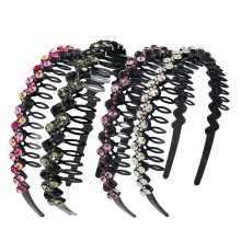Fasce per capelli con pettine alla moda, stile semplice ed elegante, comode da indossare, decorazioni con strass e cristalli, vari colori, adatte a