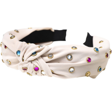 Lyxigt juvelbesatt hårband för kvinnor, kristallutsmyckat strass-pannband med knutdesign, bred användning för träning, arbete, resor, strand