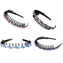 Schitterende, glinsterende haarbanden met strass-steentjes en antislip tandenkam voor vrouwen en meisjes (4 stuks)