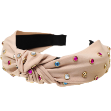 Faixa de cabelo com design de nó para mulheres e meninas, faixa de cabeça com strass e cristais, antiderrapante, ideal para exercícios, trabalho,