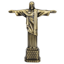 Statuetta cattolica in lega metallica, statua di Gesù, finitura bronzo, materiale di alta qualità con caratteristiche antiruggine e anticorrosione,