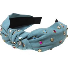 Luxe, met juwelen versierde haarband voor dames, met kristallen en strasssteentjes en een knoopdesign, veelzijdig te gebruiken tijdens sporten, werk,
