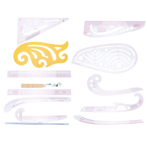 Kit di righelli per modelli a curva francese, set di righelli metrici trasparenti e alla moda per cucito, leggeri e resistenti, flessibili e