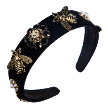 Exquisites Kristallhaarband, luxuriöses Vintage-Stirnband aus Samt mit Strasssteinen für rutschfesten Halt und modisches Haarstyling,