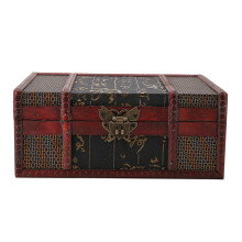 Decorative Storage Box, Vintage Wood Box with Chinese Style Design, Eco Friendly Durable Wooden Organizer for Jewelry Books Files, Classical Home