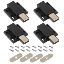 4pcs Durable Black Single Door Catch With Screw Rebound - Convenient And Safe Single Door Catch Is A Push-Pull Door Latch Without Nail Installation,