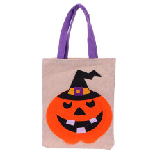 Tašky na Halloween pre deti, Halloweenske vedro na koledovanie, Skladacie vedro na cukríky s rúčkou, Vyšívaný dizajn vedra s tekvicou
