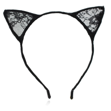 Serre-tête oreilles de chat en dentelle douce, accessoire de cheveux pratique et idéal pour les soirées masquées et le cosplay, confortable et