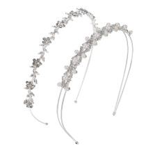Hårda pannband med strass och glitter, pärldekorerad legering med strassdesign, hårband för kvinnor och flickor (2 stycken)